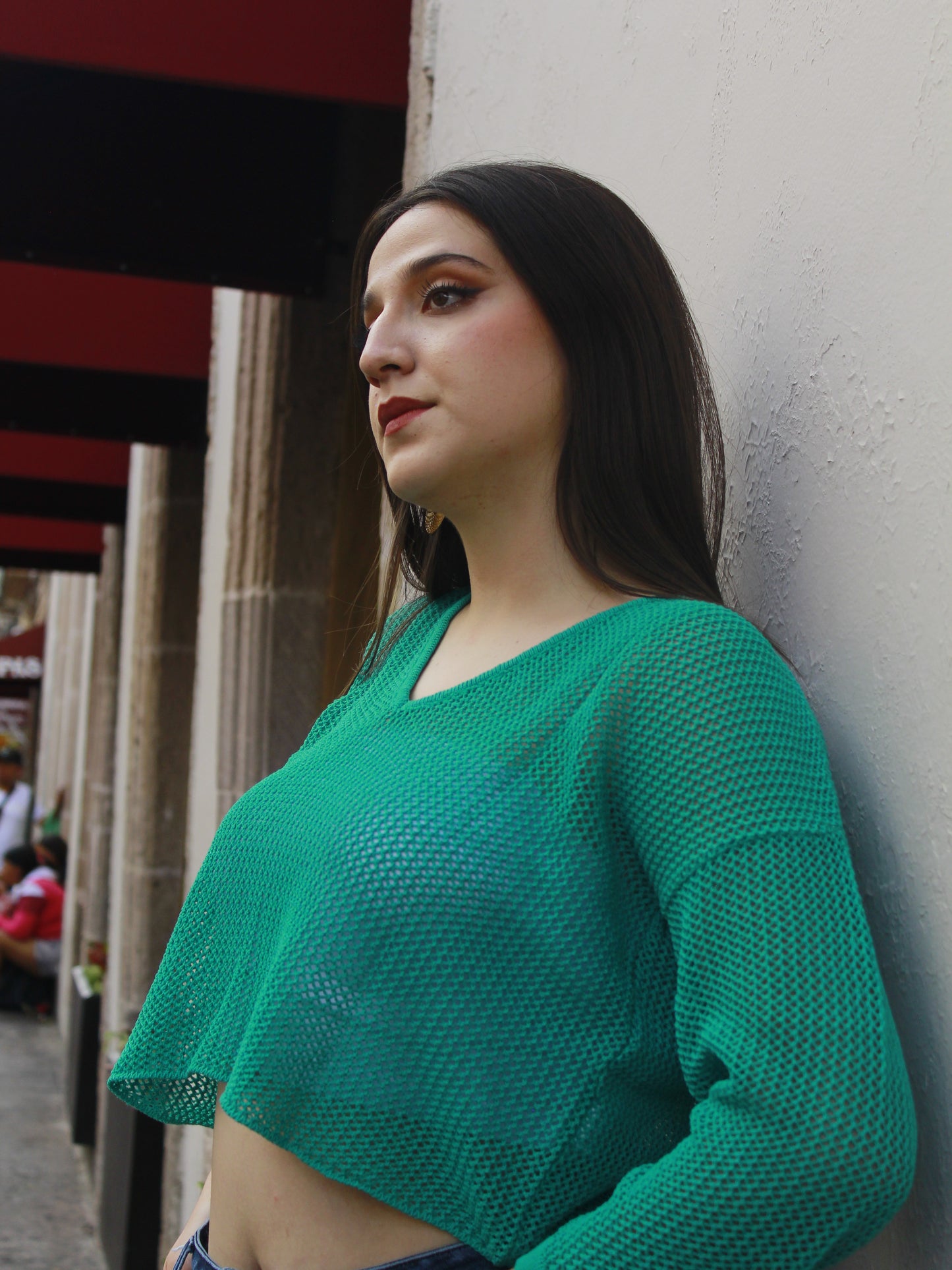 Crop Top Malla “V” Verde Menta