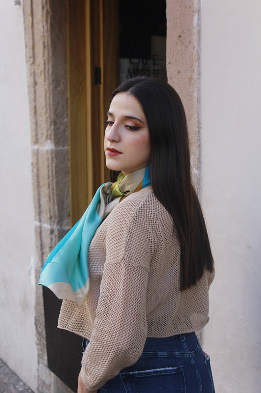 Crop Top Malla “V” Beige Arena