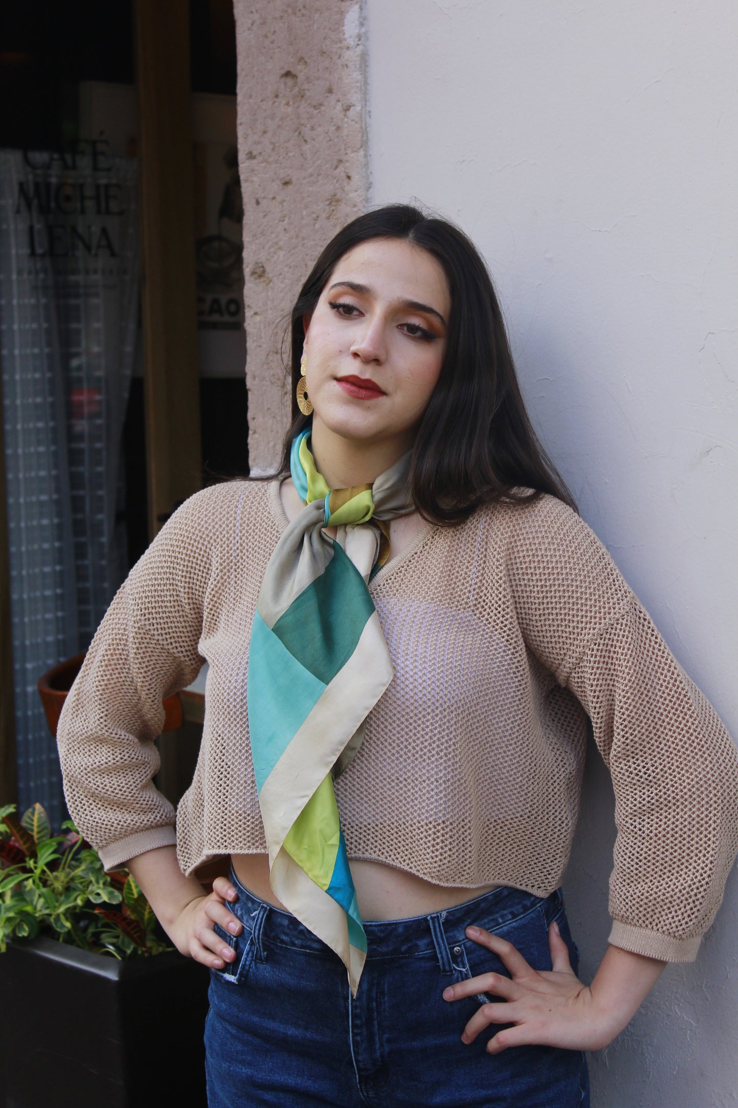 Crop Top Malla “V” Beige Arena