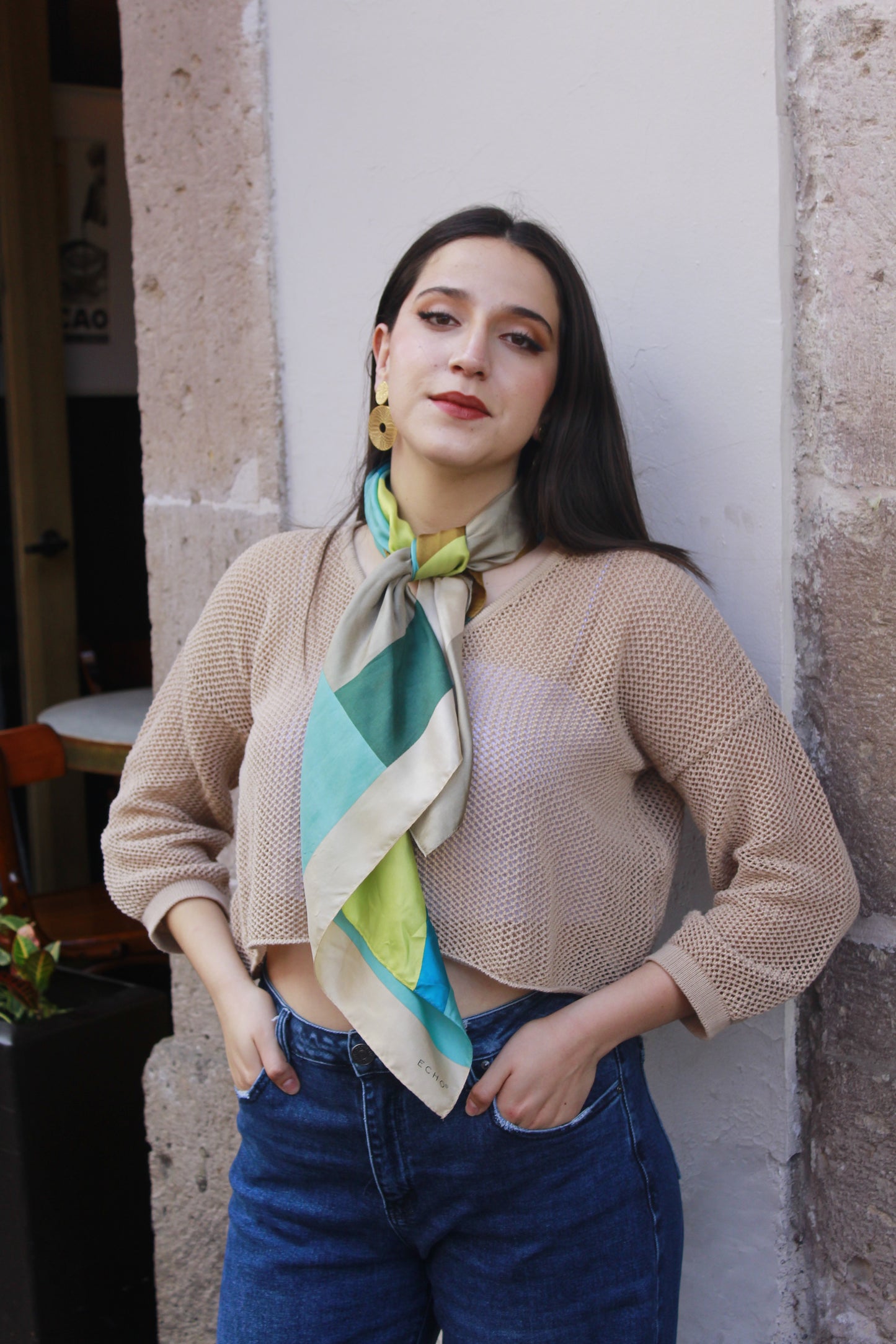 Crop Top Malla “V” Beige Arena