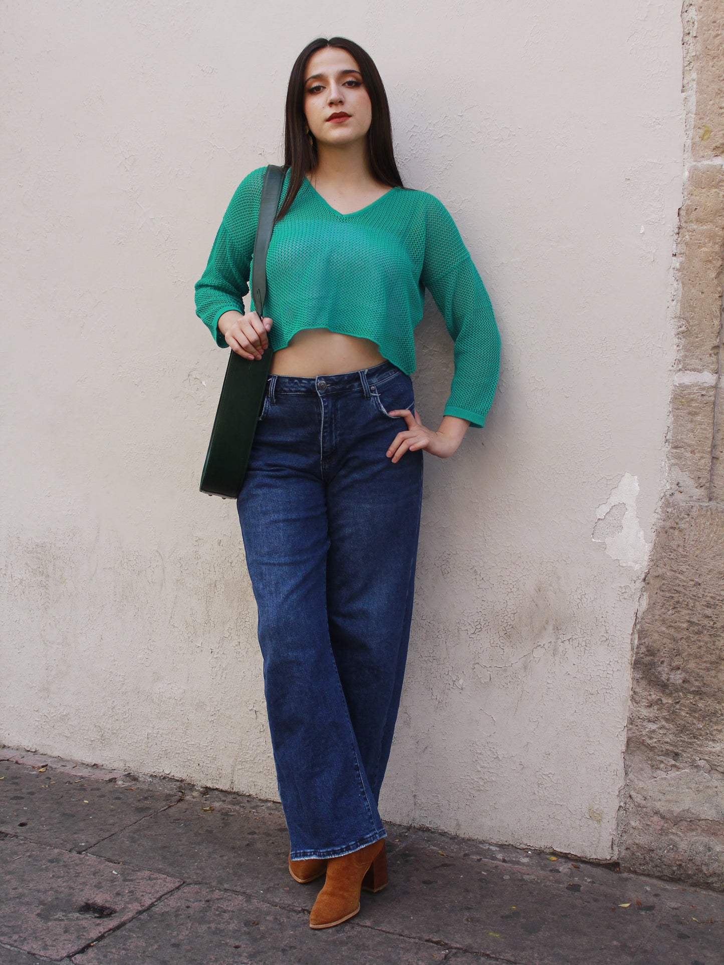 Crop Top Malla “V” Verde Menta